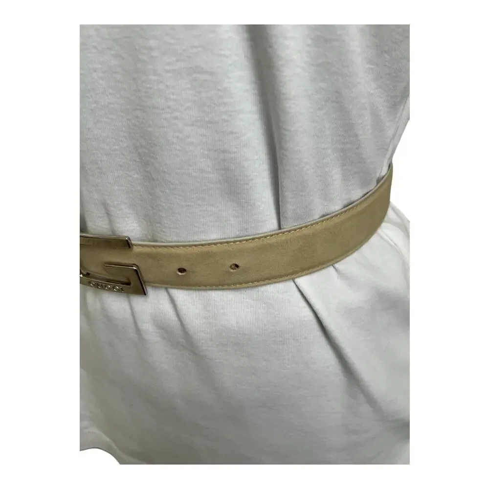 Gucci Beige Suede Belt with G Logo Buckle – XXS